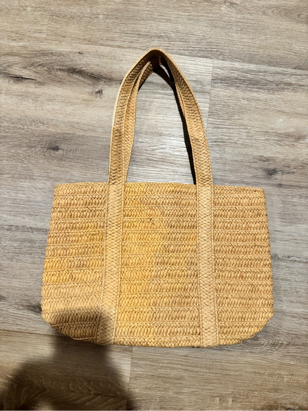 Draper James Natural Straw Tote with Navy Lining